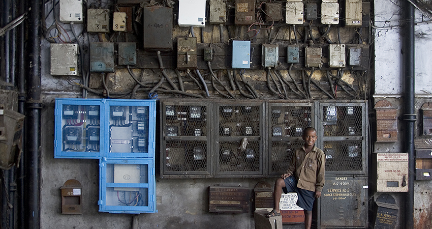 Electric circuits in a building, Kolkata, India